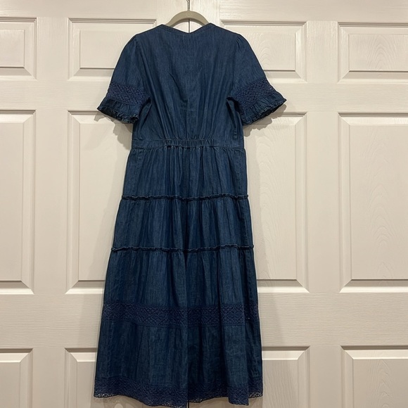 gap x LOVESHACKFANCY Denim Lace Dress Womens Size Medium - Picture 2 of 8
